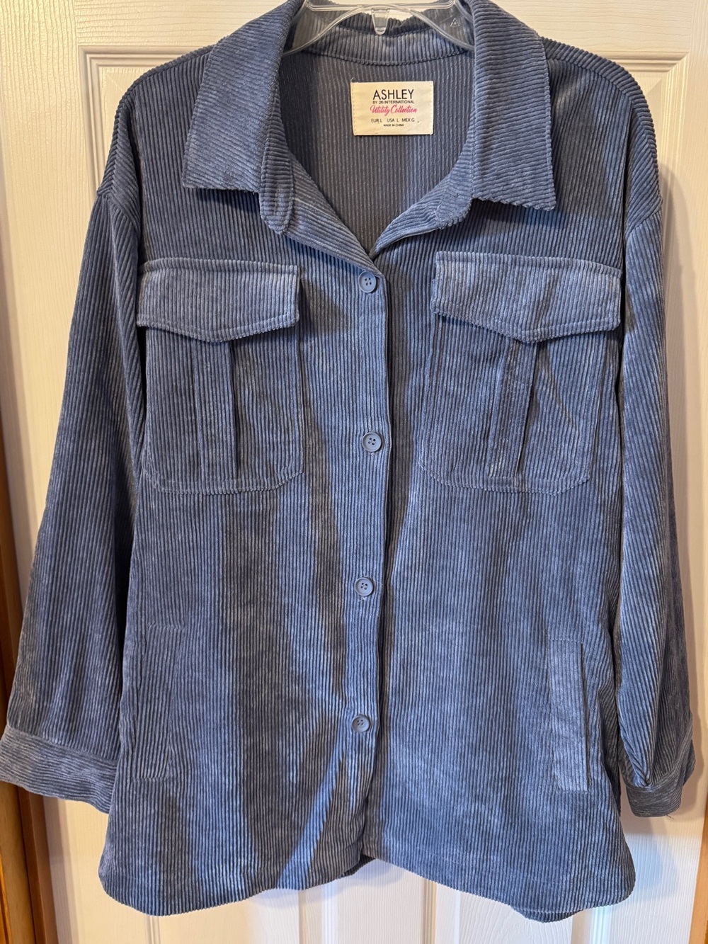 Ashley By 26 International Blue Corduroy Utility Jacket Size Large